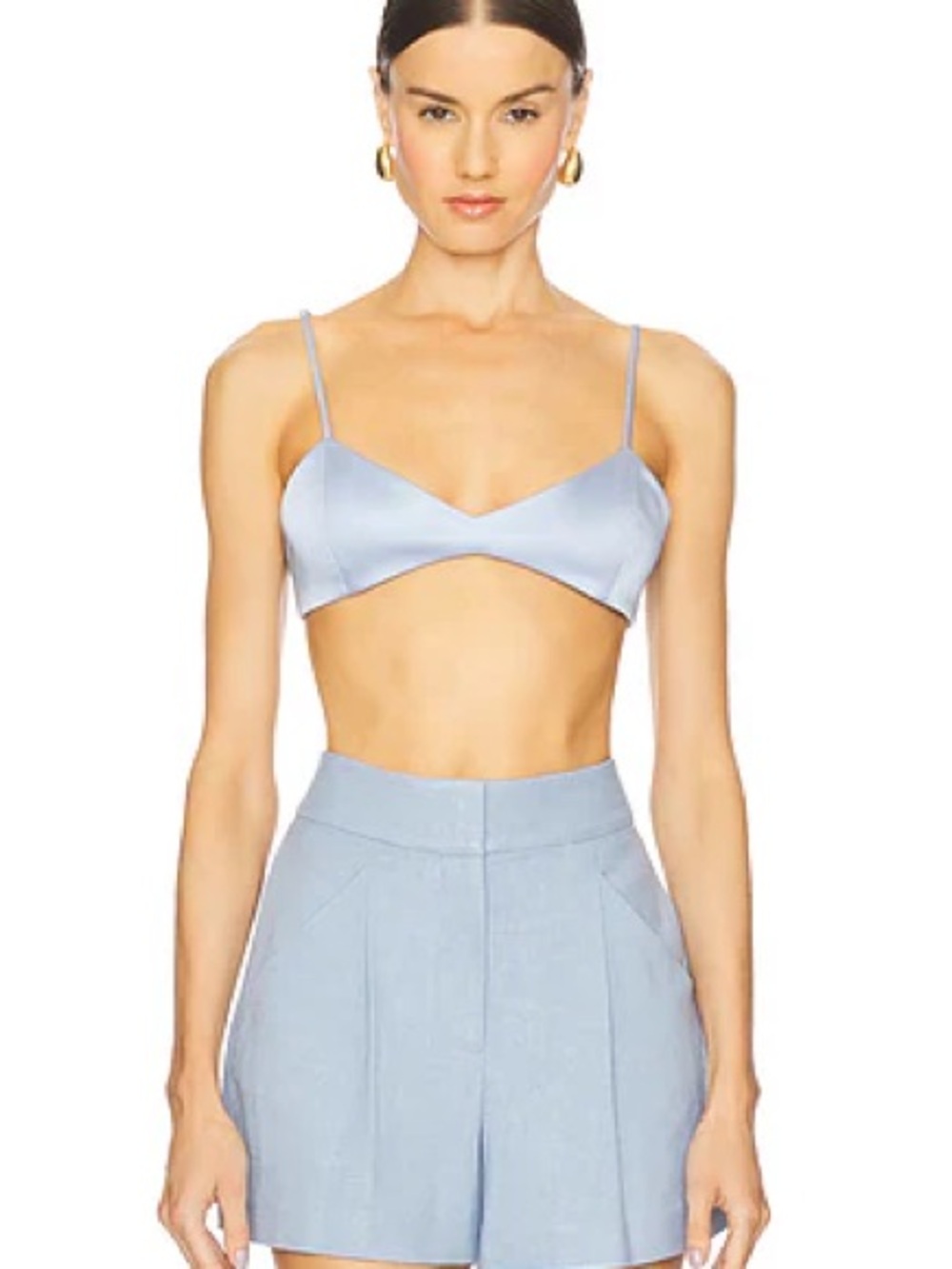Meshki size XS Light Blue Satin Bralette Top - Women Intimates
